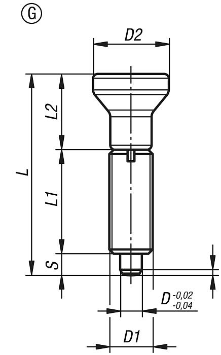 Indexing plungers, stainless steel, without collar, with stainless steel mushroom grip