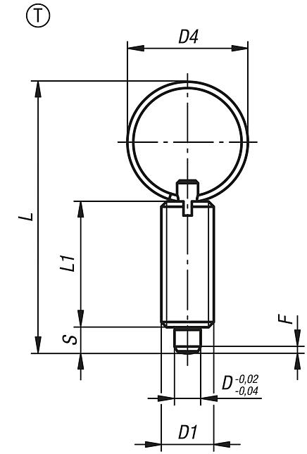 Indexing plungers, steel or stainless steel without collar, with stainless steel pull ring