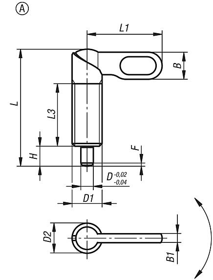 Indexing plungers with grip, stainless steel, Form A 