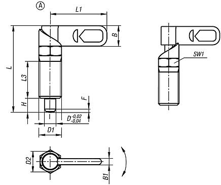 Cam-action indexing plunger, steel
with hexagon, Form A