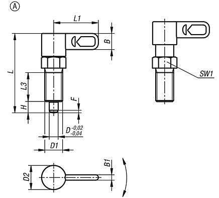 Cam-action indexing plungers, steel with internal guide, Form A, without grip cap, with nut