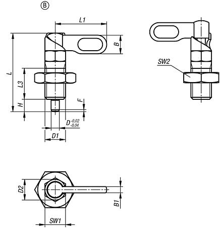 Cam action indexing plunger, stainless steel, with stop, Form B