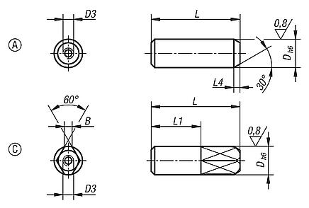 Locating pins, removable, Form A and C