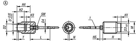 Locating bushes, stainless steel with status sensor, Form A, full thread