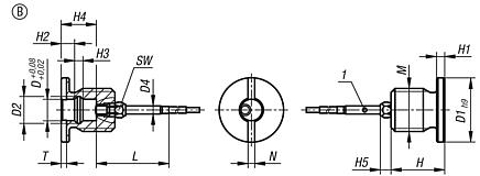 Locating bushes, stainless steel with status sensor, Form B, with thread and collar