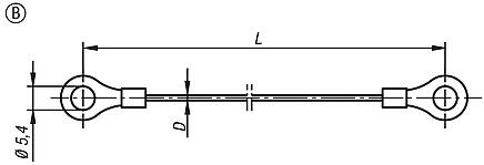 Retaining cables Form B, with crimp terminals both ends