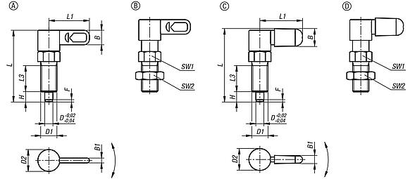 Cam-action indexing plungers, steel with internal guide