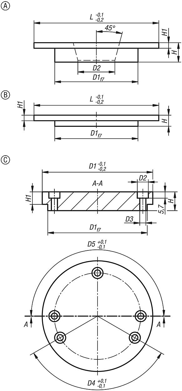 Centring flanges steel