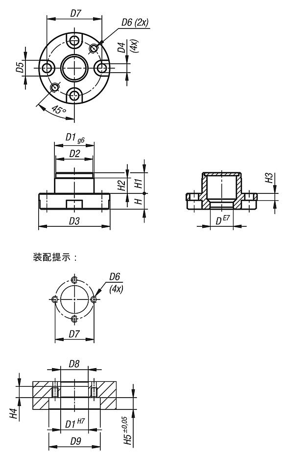 气动定位柱固定衬套