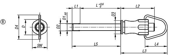 Ball lock pins, stainless steel, Form B