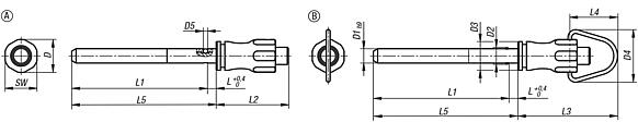 Ball lock pins with head-end lock