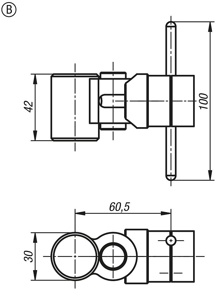 Workpiece stops, magnetic, Form B, with joint