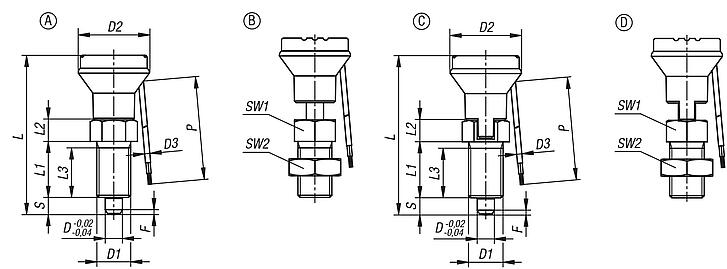 Indexing plungers steel or stainless steel with plastic mushroom grip and status sensor, hardwired