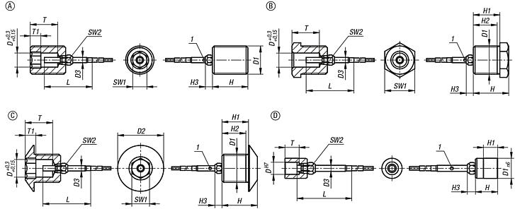 Positioning bushes, steel or stainless steel with status sensor