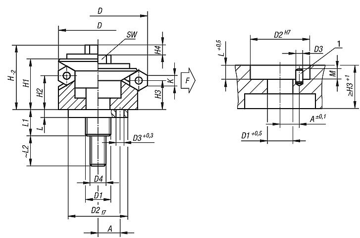 Centring clamp with hexagonal segments, Form B