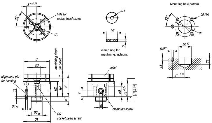 Clamping collets machinable