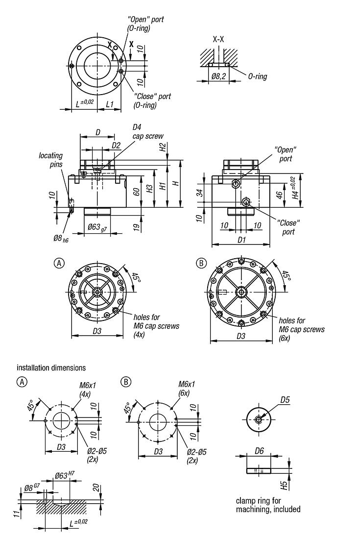 Machinable collets pneumatic