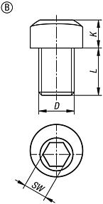 Replacement screw for cam screws, Form B