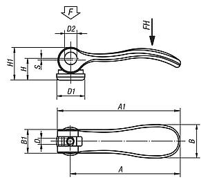 Cam levers with internal thread, inch