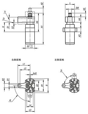 重型转角夹具，加长夹紧行程，带轴环 可自动化操作