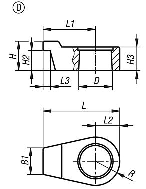 Clamping arm for hydraulic swing clamps, Form D