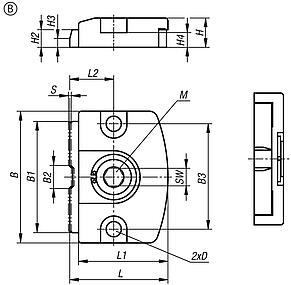 Flat clamps with cam, Form B, without locating pin