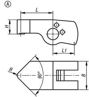 Tension levers for rotary lever clamps, Form A standard