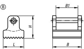 Thrust pads for power clamps, Form B, serrated