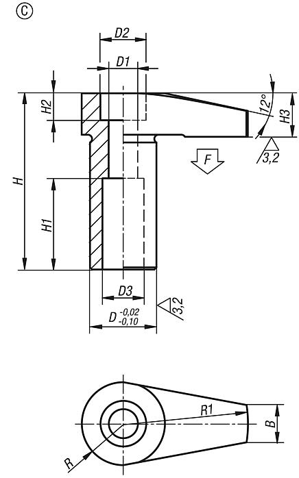 Hook clamp with long clamp strap, Form C