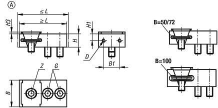 Wedge clamps with fixed jaw, Form A, smooth jaw face