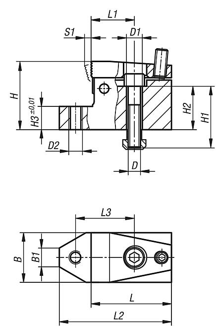 Side clamps with support, Form A, with flat jaw