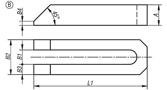 Clamp straps open U, DIN 6315, aluminium