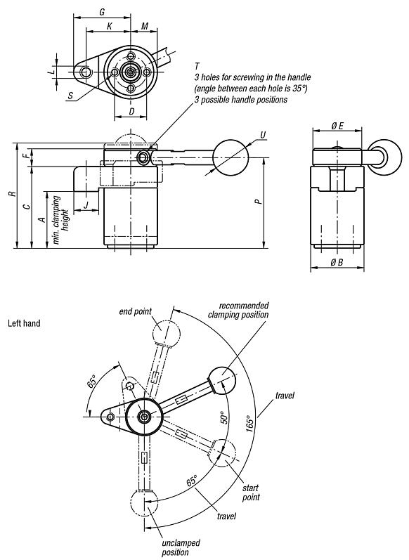 Swing clamps, left version