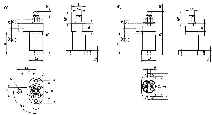 Swing clamps, heavy duty automation compatible