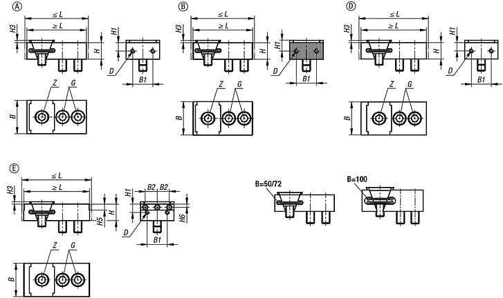 Wedge clamps with fixed jaw