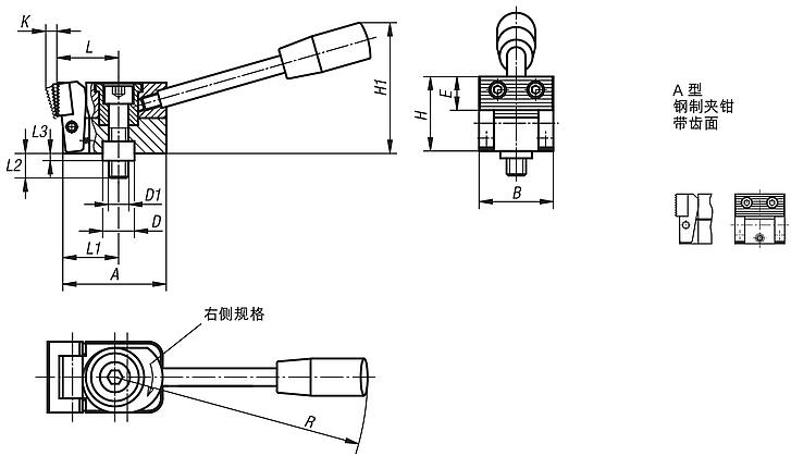 侧方夹紧块，A 型