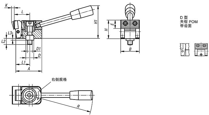 侧方夹紧块，D 型