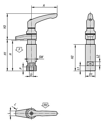 Hook clamp with collar and clamping lever with clamping force intensifier