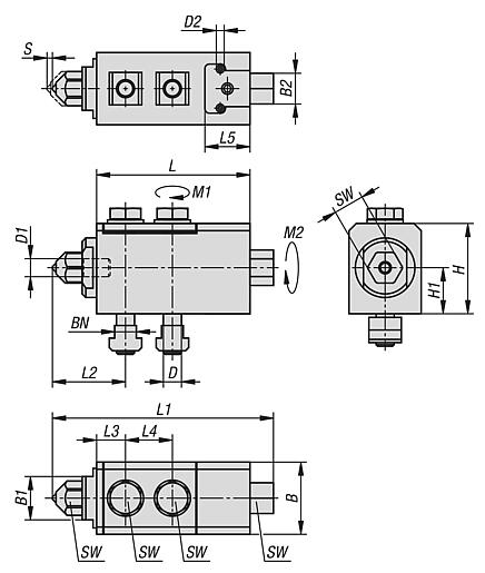 Side clamps, steel with clamping point