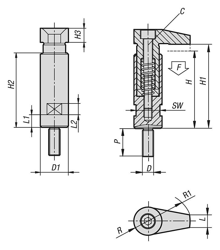 Hook clamp with collar with long clamping claw