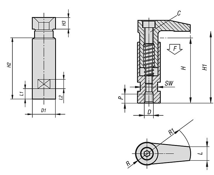 Hook clamp with collar with long clamping claw