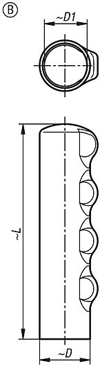 Plastic grips, round with round opening, Form B