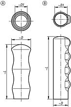 Plastic grips, round with round adapter