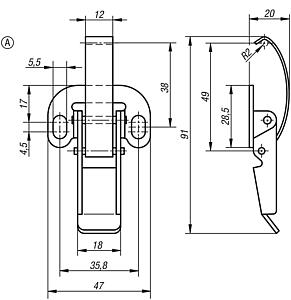 Latches with spring clip, Form A