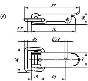 Latches with draw bail, Form A