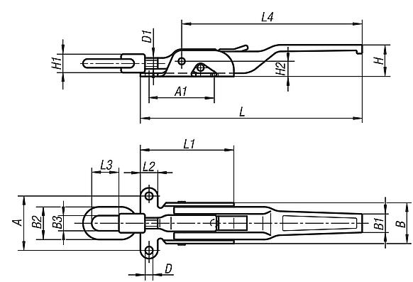 Latches, adjustable, heavy-duty version, Form A