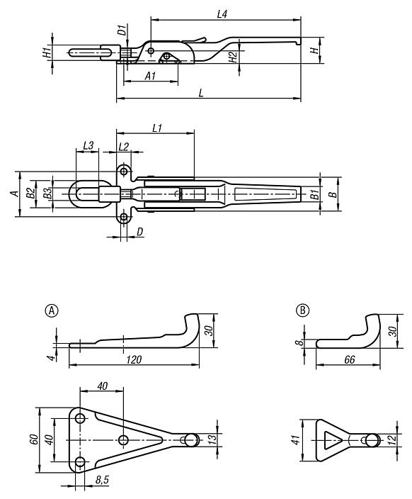 Adjustable latches heavy-duty version