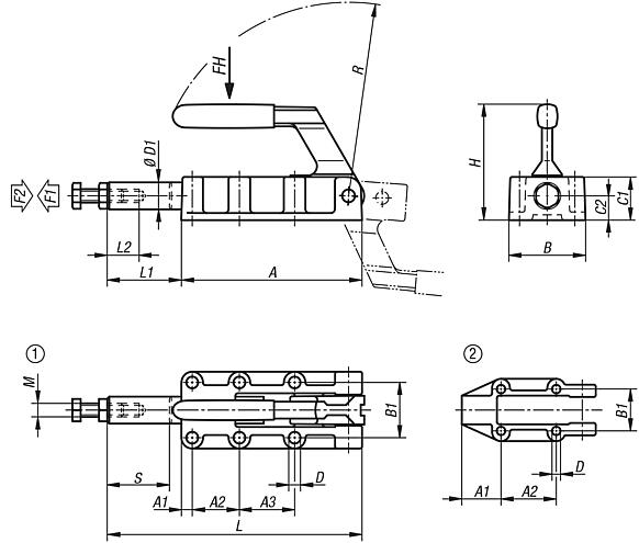 Push-pull clamps heavy-duty version with handle