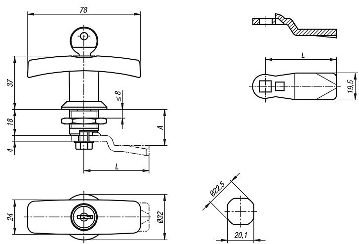 Quarter-turn locks with T-grip