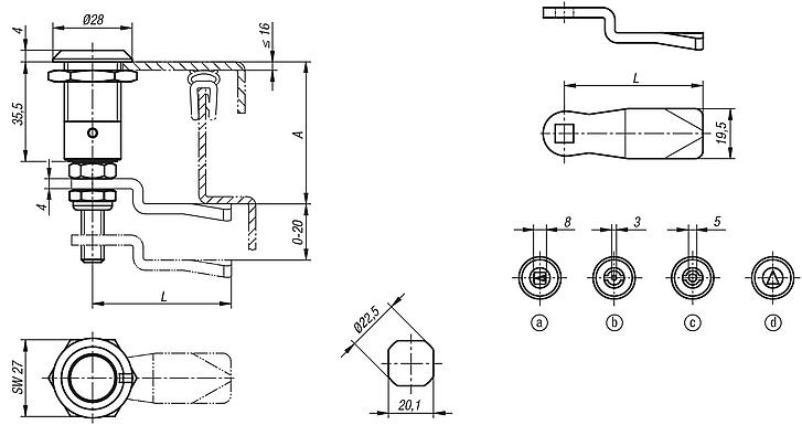 Compression latches with adjustable tongue height